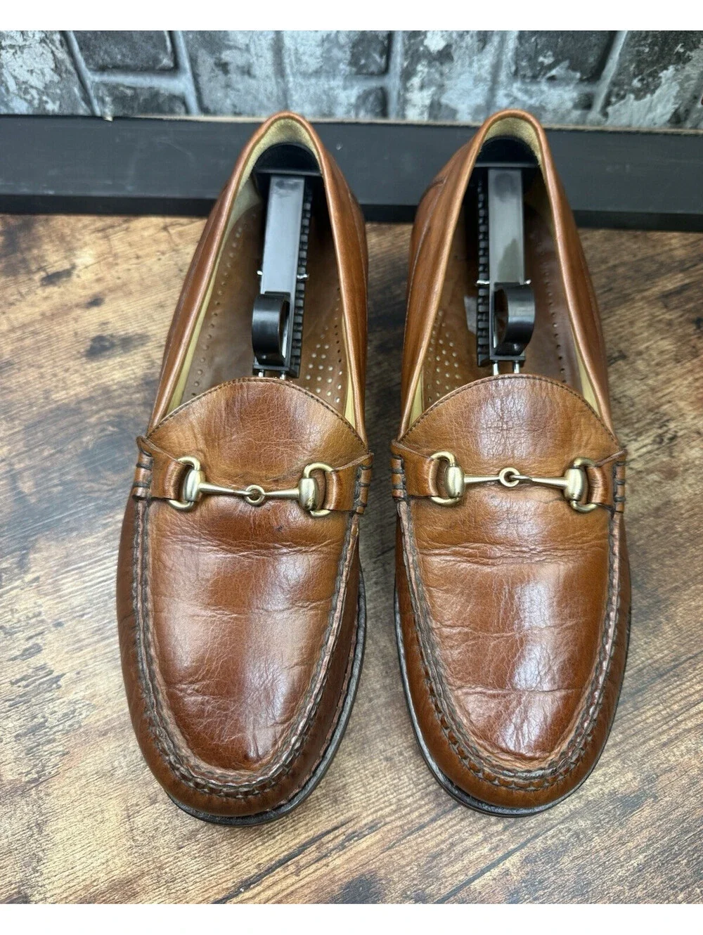 GumLite Men’s Brown Leather Horsebit Loafer Dress Shoes Vibram US 9.5 3E